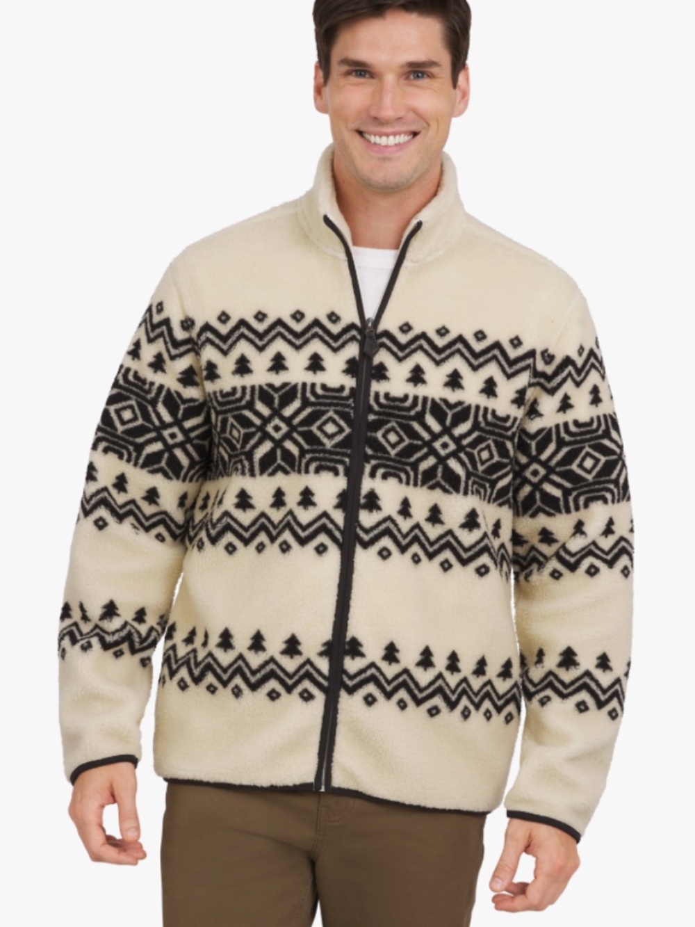 Chaps Men's & Big Men's High Pile Printed Plaid Sherpa Jacket